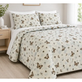 Imagem da oferta Colcha Piquet Cama Casal Queen Cobre Leito Com 3 Peças Borboleta Marrom