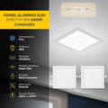 Imagem da oferta Kit 3 Painel Led Plafon Aluminio Embutir Quadrado 6500K Branco Frio 18w 22x22Cm
