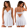 Imagem da oferta Camisola Sexy Renda Roupa De Dormir Costa Nua Pijama Sensual Branco M
