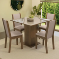 Imagem da oferta Sala De Jantar Mesa Tampo De Vidro 4 Cadeiras Tifani Madesa Cor Rusticcremasintético Bege Xmmdja040165