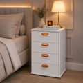 Imagem da oferta mesa de cabeceira ambar com 4 gavetas multiuso organizador cores variadas para quarto sala recepção escritorio