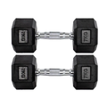 Imagem da oferta Par Halteres 7kg + 7kg Dumbbell Sextavado Emborrachado Pegada Cromada Gallant (GDB07F3B-PT)