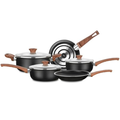 Imagem da oferta Conjunto de Panelas Vanilla Cerâmica 5 Peças – Antiaderente Cerâmico | 18cm, 20cm, Caçarola 22cm, Frigideiras 22cm e 24cm | Tampas de Vidro, Cab