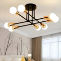Imagem da oferta Luminária Lustre Teto Moderno Para Cozinha Sala 8 Cabeças 127220v Pretodourado