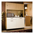 Imagem da oferta Armário De Cozinha Compacta Grazi Com 4 Portas E Gaveta Espaçosa Acabamento Durável Completa Resistente Ripado 3d Branco Off White Grazi