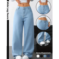 Imagem da oferta Calça Wide Leg Jeans Feminina Reta Perna Larga Empina Bumbum