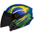 Imagem da oferta Capacete Aberto New Liberty Three Patriota Brasil Tam.56 Viseira Fumê AzulVerde