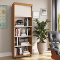 Imagem da oferta Estante Para Livros Com Portas 4 Prateleiras Organizador Livreiro Para Sala Escritório Multiuso Cor Cedro Off White