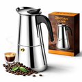 Imagem da oferta Cafeteira Italiana Moka Expresso Inox 300ml Para 6 Xícaras, Café Mais Encorpado, Intenso E Aromático, Preparo Rápido Sem Filtro, Design Clássico,