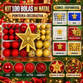 Imagem da oferta Kit 100 Bolas Natal Lisasfoscasglitter C Ponteira Enfeite Vermelho E Dourado