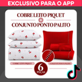 Imagem da oferta Kit 6 Peças Lençol Cobre Leito Piquet + Jogo de Fronhas Ponto Palito