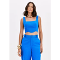 Imagem da oferta Regata Cropped Lança Perfume Ajustada Ondular Azul