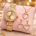 Imagem da oferta Kit Relogio Dhp Feminino Conjunto Colar Brinco Com Caixa