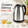 Imagem da oferta Chaleira Jarra Elétrica 110V ou 220V 1.8 Litros Inox Prateada