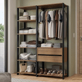 Imagem da oferta Guarda-Roupa Closet Modulado Valencia 2 Gavetas 129cm Rustico e Preto Madesa