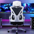 Imagem da oferta Cadeira De Escritório Gamer Ergonômica Apoio Pés Pretobranco Pano De Malha De Nylon Esponja Látex