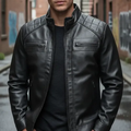 Imagem da oferta Casaco Couro Masculina Forrada Slim