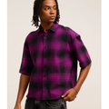 Imagem da oferta Camisa Oversized em Flanela com Estampa Xadrez Roxo - Lojas Renner