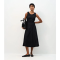 Imagem da oferta Vestido Midi em Jeans com Recortes e Gola Redonda