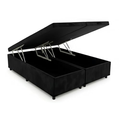 Imagem da oferta Cama Box Baú Queen Bipartido 79, Blindado, Pistão á Gás, Pés de Madeira (Suede, Preto)