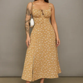 Imagem da oferta Vestido Midi Floral Feminino Com Fenda Lateral E Laço