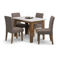 Imagem da oferta Conjunto De Mesa Sala De Jantar Miami Com 4 Cadeiras Trieste Suede 1,20m Cedro  Off White  Mascavo Dobuê