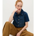 Imagem da oferta Camisa Cropped em Jeans com Botões e Bolso