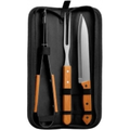 Imagem da oferta Kit De Churrasco Para Churasqueiro - Conjunto 3 Peças Em Aço Inox Com Cabo De Madeira - Faca, Garfo E Pegador Com Estojo Premium - Ideal Para Campin