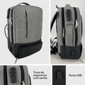 Imagem da oferta Mochila Corporativa para Notebook Mistertech com Cadeado e Entrada USB - Cinza