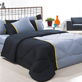 Imagem da oferta Coordenado Edredom + Jogo de Cama King Aconchego Premium 06 Peças - Preto/ Cinza