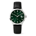 Imagem da oferta Relógio Masculino Bazeli Amazônia 40mm Couro Preto Fundo Verde Caixa Prata Com Data e Lum