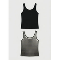 Imagem da oferta Kit 2 Regatas Femininas Em Ribana Canelada Hering