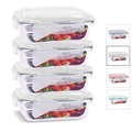 Imagem da oferta House Organizer Conjunto 4 Potes De Vidro Retangular Com Tampa Hermética 640ml