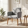 Imagem da oferta Poltrona Estofada Decor Para Sala De Espera Tecido Suede Macia Pés De Madeira Moblan Decor (cinza)