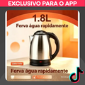 Imagem da oferta Chaleira Elétrica Inox 1.8L Bivolt - Fervura Rápida e Deslig Automático