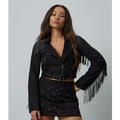 Imagem da oferta Jaqueta Curta em Suede com Franjas e Tachinhas