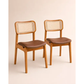 Imagem da oferta Kit 2 Cadeiras Sala De Jantar Madeira Maciça Couro Courino Couro Ecológico Amêndoa Caramelo