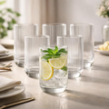 Imagem da oferta Jogo 6 Copos Vidro Canelado 423ml Elegante Água Suco Refrigerante Drinks