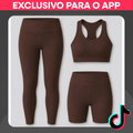 Imagem da oferta Conjunto Academia Fitness Feminino Top Nadador + Legging + Short Cintura Alta Zero Transparência