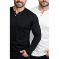 Imagem da oferta Kit 2 Camiseta Henley Masculina Manga Longa Slim 2 Botões