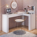 Imagem da oferta Escrivaninha Mesa Escritório Penteadeira em L Porta Objetos Jade 135,5cm Branca