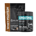 Imagem da oferta Kit: Whey Protein Concentrado 1Kg + Creatina Monohidratada Pote 300g - 100% Pura Importada - Soldiers Nutrition