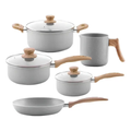 Imagem da oferta Conjunto Completo: 5 Panelas Brinox Ceramic Life Cinza