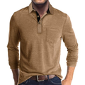 Imagem da oferta Camisas polo masculinas casuais clássicas de manga curtalonga gola de botão camisetas de golfe de algodão com bols