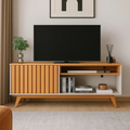 Imagem da oferta Rack Para Tv 55 Polegadas Bancada Off-white/nature Ripado
