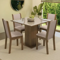 Imagem da oferta Sala De Jantar Mesa Tampo De Vidro 4 Cadeiras Tifani Madesa Cor RusticCremaSintético Bege XMMDJA040165
