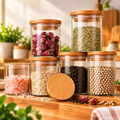 Imagem da oferta Kit 6 Potes Vidro Hermético com Tampa Bambu