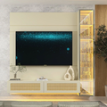 Imagem da oferta Estante Home para TV até 65 Polegadas com LED e Vidro Reflecta 100% MDF 217,6CMX191,2cm Luminare Native Off White