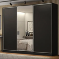 Imagem da oferta Guarda-roupa Casal Madesa Royale 100% MDF 3 Portas com Espelho Preto