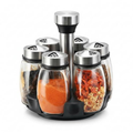 Imagem da oferta Kit Com 6 Potes De Vidro, Jogo De Frascos Para Temperos Com Tampa Inox E Suporte Giratório – Organização E Praticidade Na Cozinha Premium